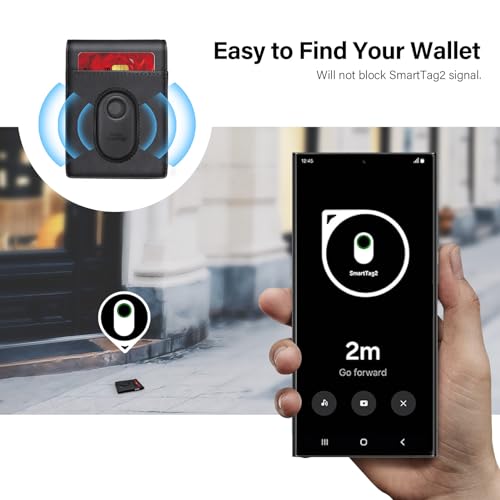 Genuine Leather SwanScout Galaxy SmartTag2 Wallet (Black)