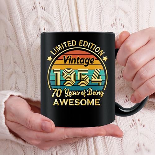 70th Birthday Gift: 1954 Birthday Coffee Mug Pair