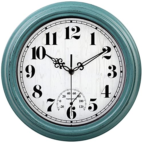 Waterproof 12 Inch Indoor/Outdoor Clock with Thermometer