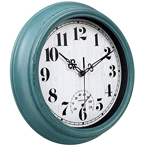 Waterproof 12 Inch Indoor/Outdoor Clock with Thermometer