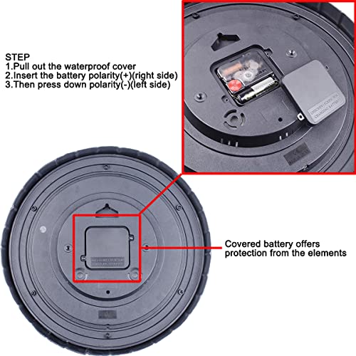 13 Inch Waterproof Outdoor Clock and Thermometer (Yellow)