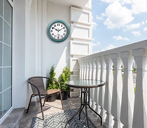 Waterproof 12 Inch Indoor/Outdoor Clock with Thermometer