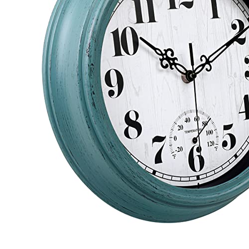 Waterproof 12 Inch Indoor/Outdoor Clock with Thermometer