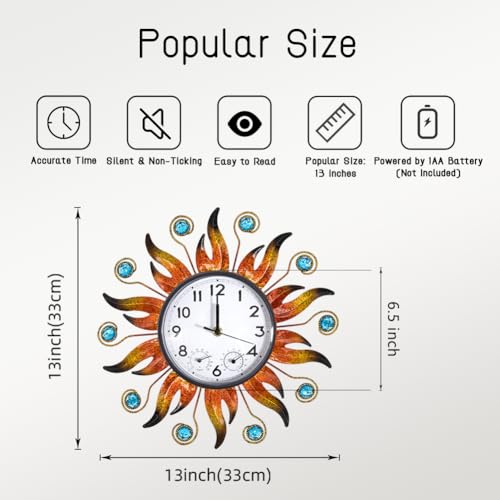 HOBYLUBY 13 Inch Outdoor Clock with Thermometer and Hygrometer
