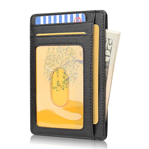 Slim RFID Blocking Leather Wallet - Cross Black