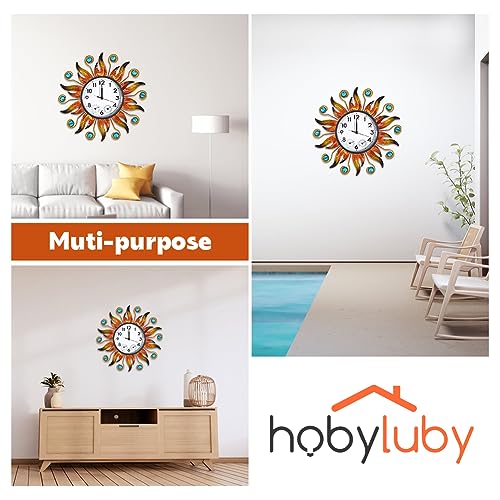 HOBYLUBY 13 Inch Outdoor Clock with Thermometer and Hygrometer