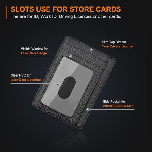 Slim RFID Blocking Leather Wallet - Cross Black