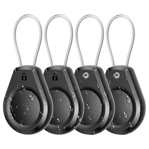 Durable AirTag Keychain Holder - 4 Pack Black