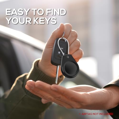 Durable AirTag Keychain Holder - 4 Pack Black