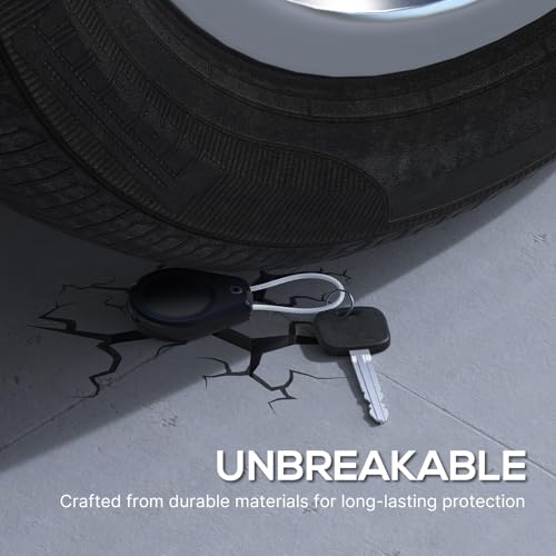 Durable AirTag Keychain Holder - 4 Pack Black