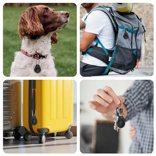 Durable AirTag Keychain Holder - 4 Pack Black