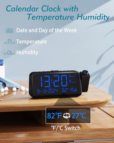 Roxicosly Projection Alarm Clock | Large Clear Numbers | Dimmable