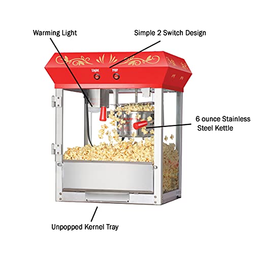Red 6 oz. Old-Fashioned Movie Popcorn Popper