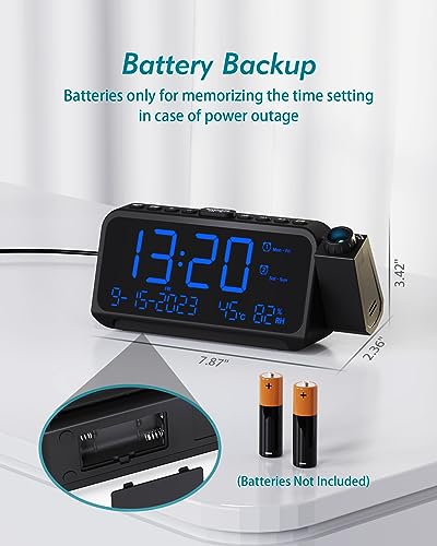 Roxicosly Projection Alarm Clock | Large Clear Numbers | Dimmable