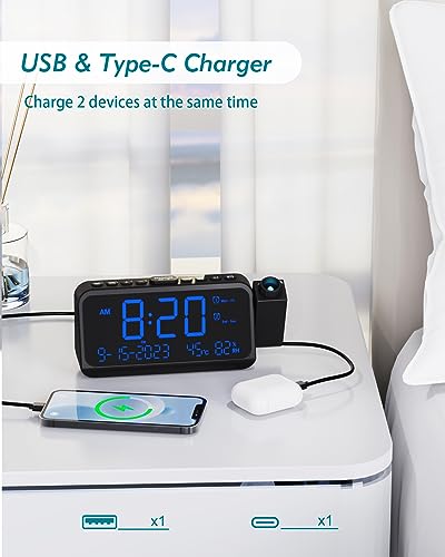 Roxicosly Projection Alarm Clock | Large Clear Numbers | Dimmable