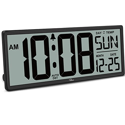 Digital Wall Clock with Large Numbers and Temperature