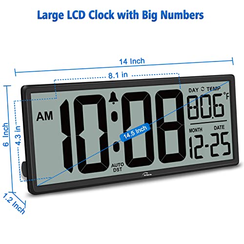 Digital Wall Clock with Large Numbers and Temperature