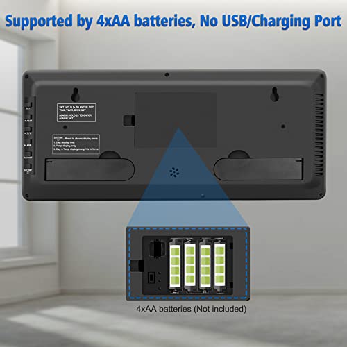 Digital Wall Clock with Large Numbers and Temperature