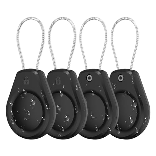 Durable AirTag Keychain Holder - 4 Pack Black