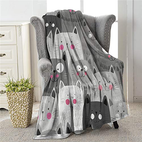 Cute Cat Blanket for Cat Lovers, Lightweight & Soft