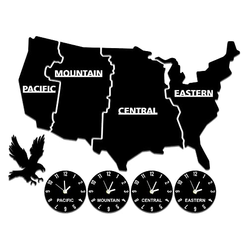 Geeky Days US Time Zones Map Wall Clock