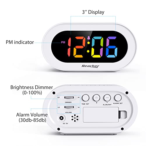 Colorful LED Digital Alarm Clock with Snooze and Brightness