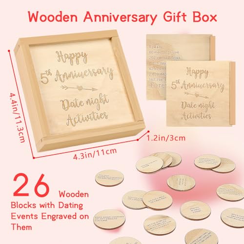 5th Anniversary Wood Gift for Couples, Valentine's Day