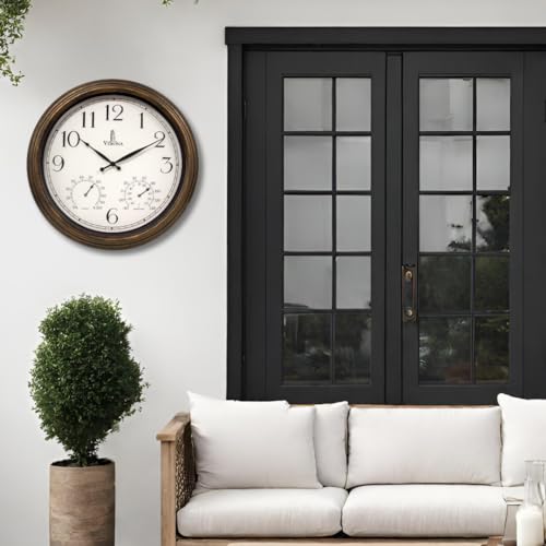 Large Waterproof Outdoor Clock with Thermometer and Hygrometer