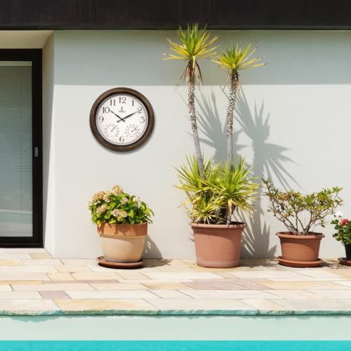 Large Waterproof Outdoor Clock with Thermometer and Hygrometer