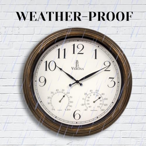 Large Waterproof Outdoor Clock with Thermometer and Hygrometer