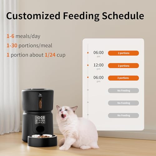Petory Auto Feeder - 6 Meal Food Dispenser for Cats and Small Dogs