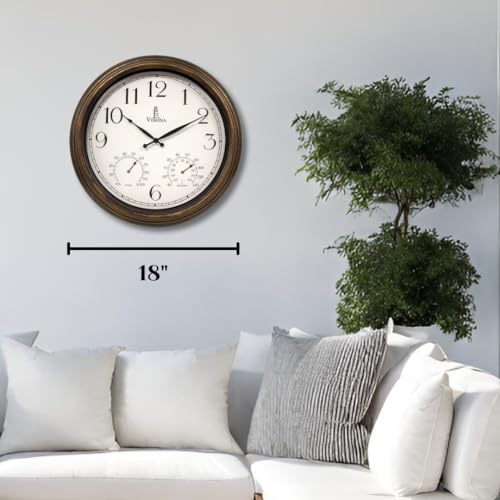Large Waterproof Outdoor Clock with Thermometer and Hygrometer