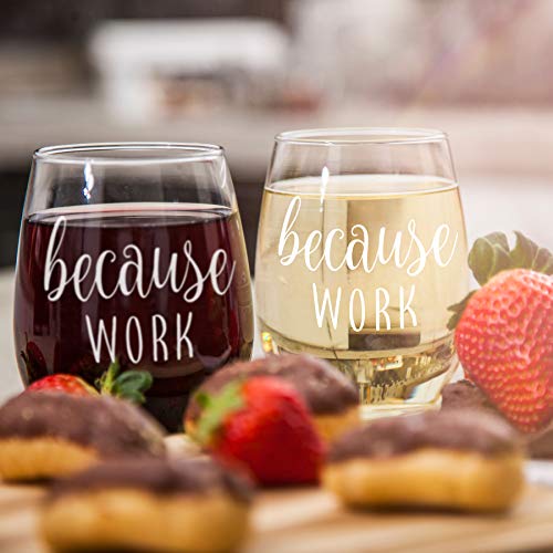 Funny Stemless Wine Glass - Unique Office Gift
