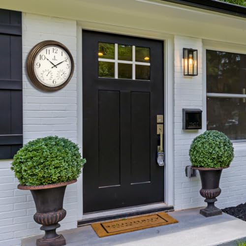 Large Waterproof Outdoor Clock with Thermometer and Hygrometer
