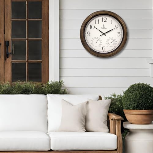 Large Waterproof Outdoor Clock with Thermometer and Hygrometer
