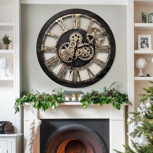 Vintage Industrial Gear Wall Clock - 24 inch