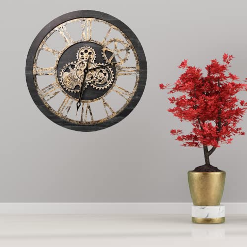Vintage Industrial Gear Wall Clock - 24 inch