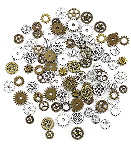 130PCS Steampunk Gears Charms for DIY Jewelry Making