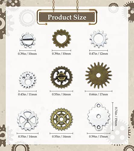 130PCS Steampunk Gears Charms for DIY Jewelry Making