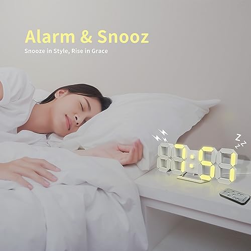 Led Desk Clock: 3D Wall, Large Numbers, Alarm