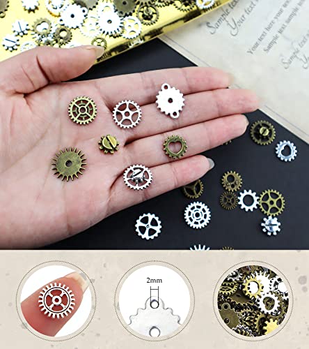 130PCS Steampunk Gears Charms for DIY Jewelry Making