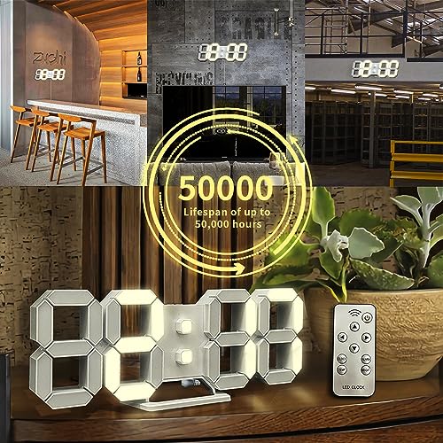 Led Desk Clock: 3D Wall, Large Numbers, Alarm