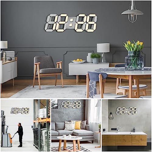 Led Desk Clock: 3D Wall, Large Numbers, Alarm