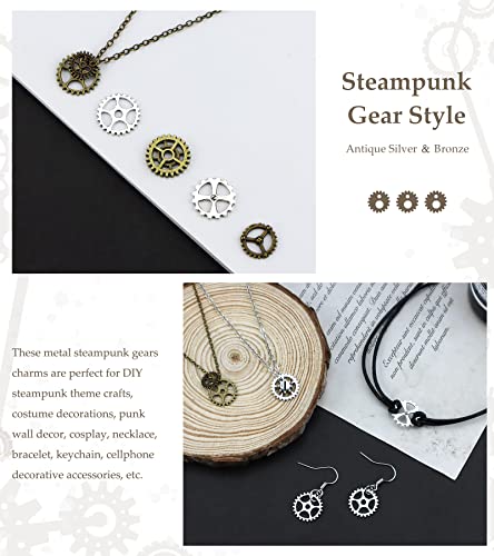 130PCS Steampunk Gears Charms for DIY Jewelry Making