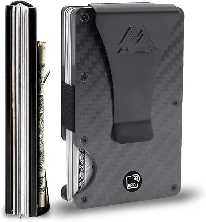 Minimalist Wallet for Men - RFID Carbon Fiber Credit Card Holder