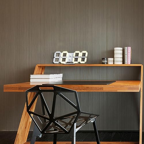 Led Desk Clock: 3D Wall, Large Numbers, Alarm