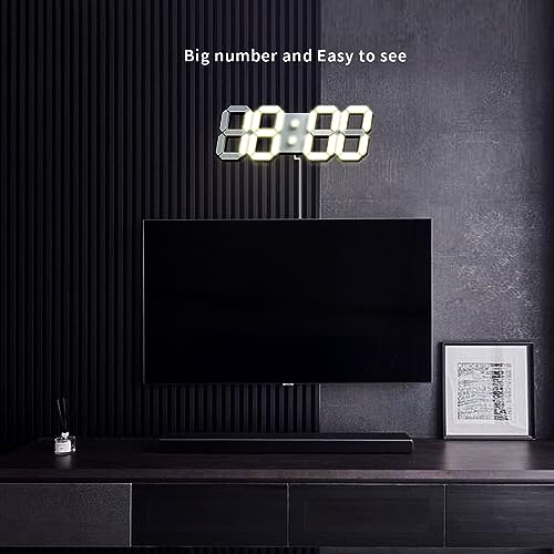 Led Desk Clock: 3D Wall, Large Numbers, Alarm