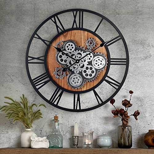 Lafocuse 23" Gear Clock - Large Living Room Decor