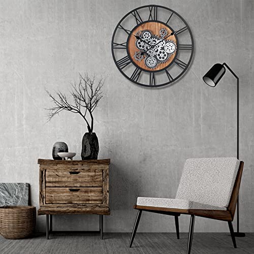 Lafocuse 23" Gear Clock - Large Living Room Decor