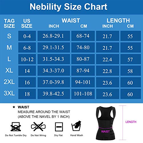 Nebility Women's Hot Sauna Vest - Waist Trainer (X-Large, Black)